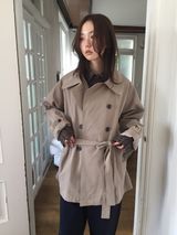 Belted trench half coat (2color)