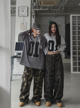 Sporty Numbering Mash V-Neck Long Sleeve