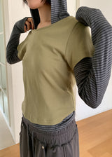 RIVET STRIPE HOOD TEE