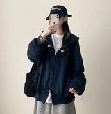 Moco Number Patch Embroidery Overfit Two Way Hooded Zip-Up