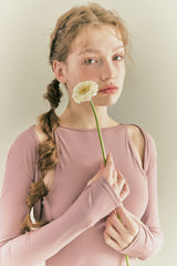 BACK RIBBON LEOTARD SWIMSUIT_Mauve Pink