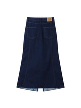 SLIT MAXI DENIM SKIRT (DEEP BLUE)