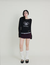 Kibet Heart Vintage Printed Long Sleeve T-Shirt