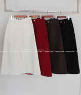 4 color cotton maxi long skirt
