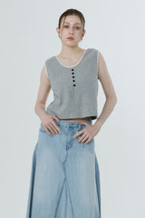 ワッフルスリーブレス_MELANGE GRAY