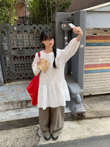 Rohigh Pintuck Shirring Layered Blouse One Piece