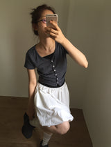 Striped V-neck Short Sleeve (2color)