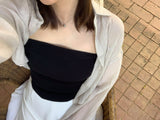 ウォッシュコットン セミシアー クロップドシャツ