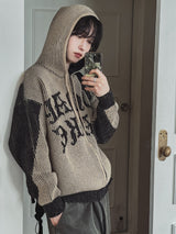 Maze Lettering Knit Hood Zip-Up