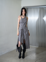 【MADE】カットアウトラップドレス グレー