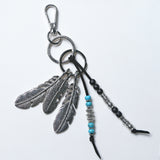 navajo feather & beads keyring black