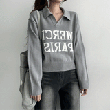 DONU Lettering Cropped Collar Knitwear (4 colors)