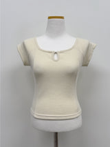 フックオフショルダー半袖Tシャツ