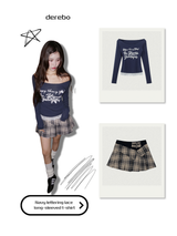 ネイビーレタリングレースロングスリーブTシャツ