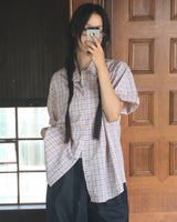 Caper Linen Oversized Fit Checkered Shirt