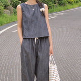 Amang Linen Denim Sleeveless Shirt
