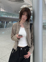 Cardan Pocket Slim Bomber Semi-Crop Jacket