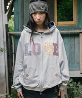 APPLIQUE LOVE ZIP UP HOODIE(CV2GFFM486A)