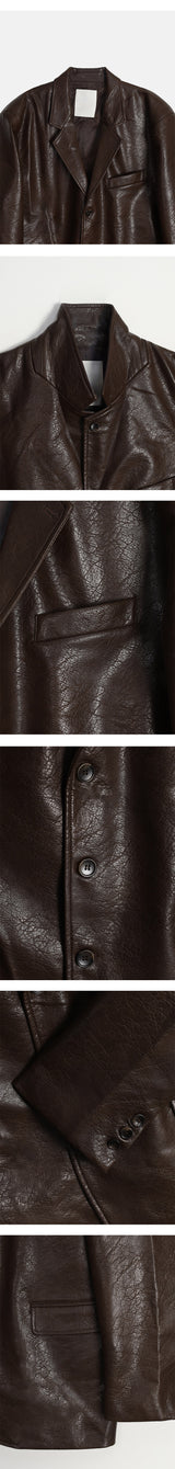 [F/W] Crack overfit leather blazer(2color)