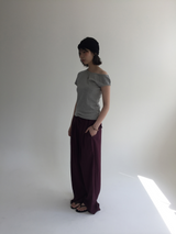 ミオアシンメティカルボートネックTシャツ (2color)