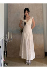 Ivory Punching Layered Long Dress