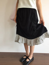 Le Shirring Curtain Midi Skirt (2color)