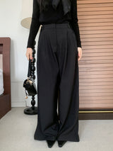 Grace Two-Tuck Button Wide Long Slacks