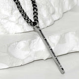 ss-classic chain レタリングラインバーネックレス_black silver