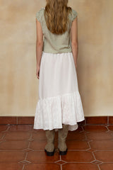Ruffle long skirt_ivory