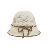 Heart Chain Crochet Ribbon Bucket Hat / Beige