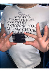 リボンレタリングラウンド半袖Tシャツ