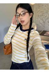 Bow Yellow Stripe Long Sleeve Tee