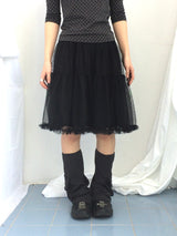Lace V-Shirring Dot Top