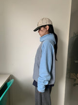 Chiffonne Brushed Hood Half Zip-Up Fleece Sweatshirt