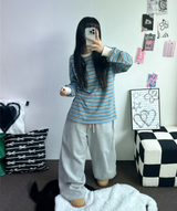 LINE POINT BALLOON WIDE LONG PANTS 🖤🤍🩶3COLOR