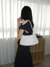 Woven Leather Pouch Rattan Shoulder Bag