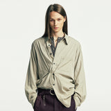 wrap pin drape shirt beige