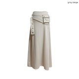 (3color) Pocket Snap Wrap Long Skirt
