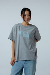 EEERRR Distorted logo over-crop fit T-shirt (Melange)