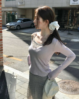 薄手フラワースクエアスリーブレストップス