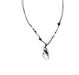 Leaf Clear Pendant Long Necklace