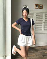 [MADE/S,M] ベーシックレーヨンVネック半袖Tシャツ