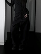 back pocket cross stud wide denim (fleece-lined / 2color)
