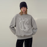 SWEATSHIRT EARTHYUSE NEEDLEWORK - GRAY