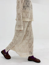 Crochet Lace Blouse Tee (Beige)