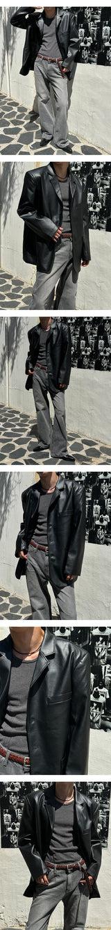 [F/W] Leather overfit blazer(2color)