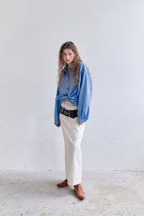SHIRRING BLEACHED DENIM SHIRT