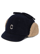 C Logo Fleece Trapper Cap Navy