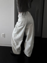 back pocket cross stud wide denim (fleece-lined / 2color)
