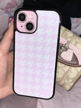 Houndstooth pink phone case (black glass) - standard(non-magsafe)